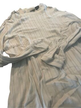 J Ferrari Light Cream Ribbed Knit Long Sleeve Top size XL like new